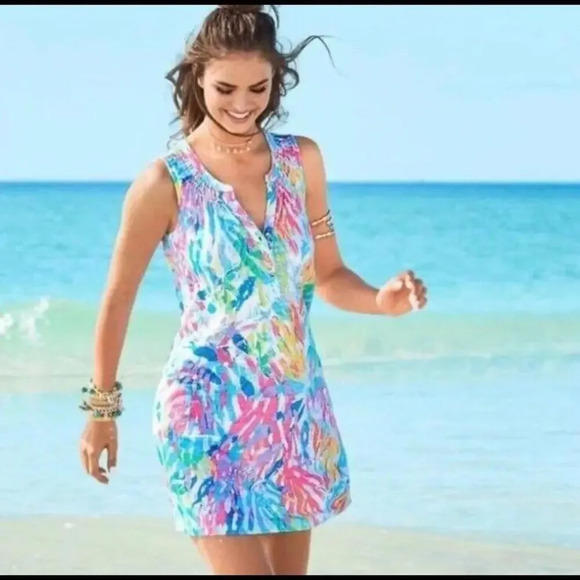 Lilly Pulitzer Essie Beach dress Sparkling Sands Size XS Colorful Retro Neon - Picture 9 of 11